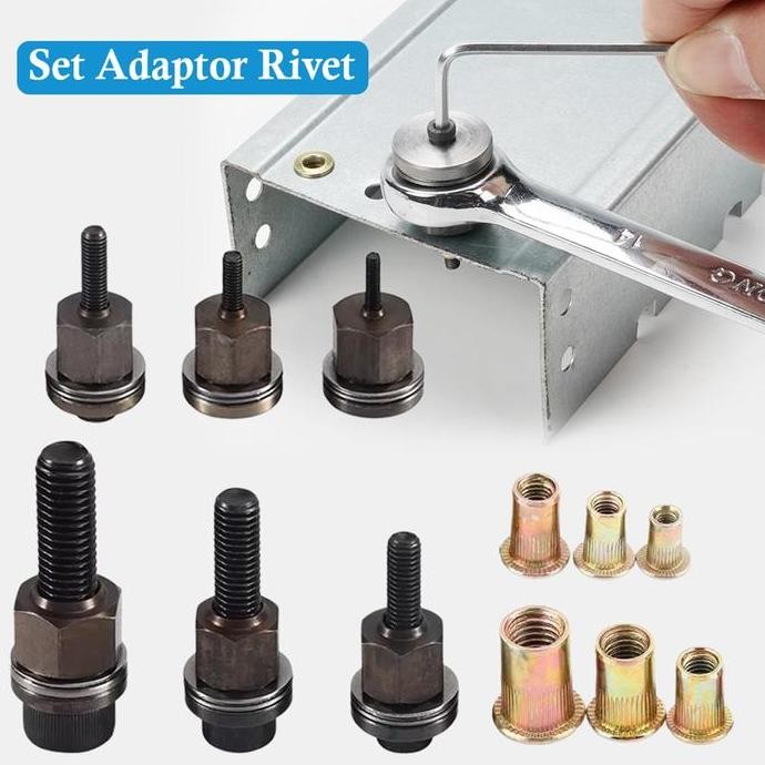 Jual Set Kepala Adaptor Rivet Mur Tanam Plat Manual Pengencang Kunci ...
