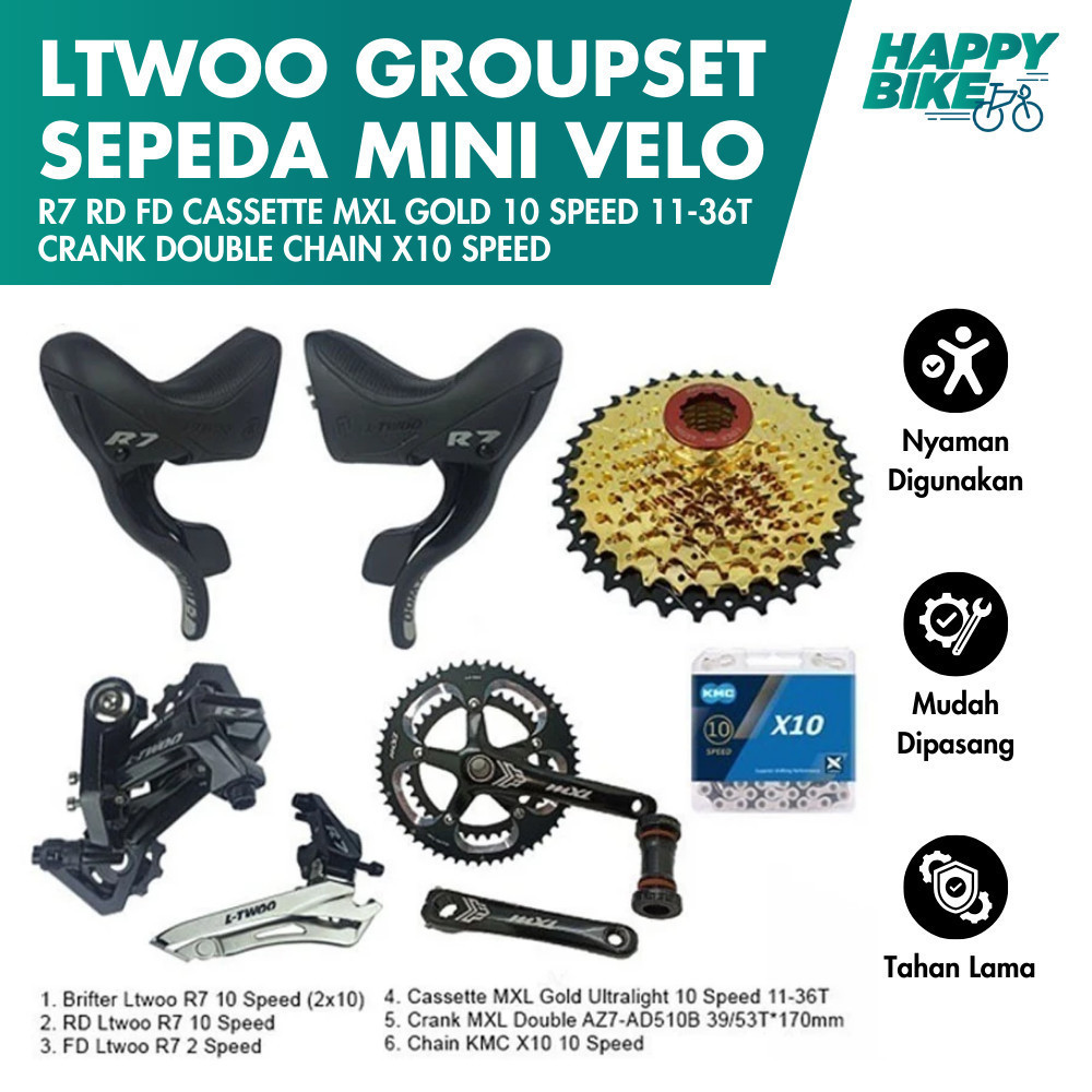 Jual Happy Bike Groupset Komponen Sepeda LTWOO Minivelo Brifter R7 RD ...
