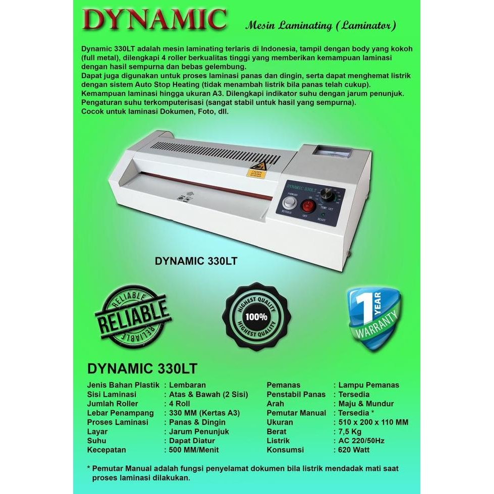 Jual Mesin Laminating | Dynamic 330 Lt | Original | Garansi Resmi ...