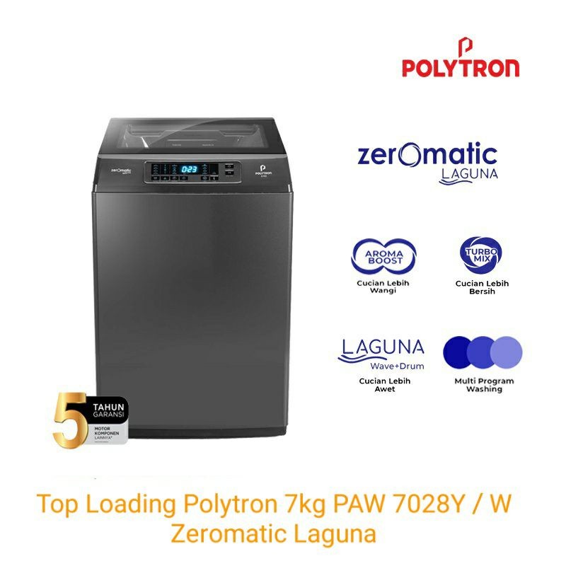 Jual POLYTRON Mesin Cuci Top Loading 7kg PAW-7028Y / W / PAW 7029Y ...