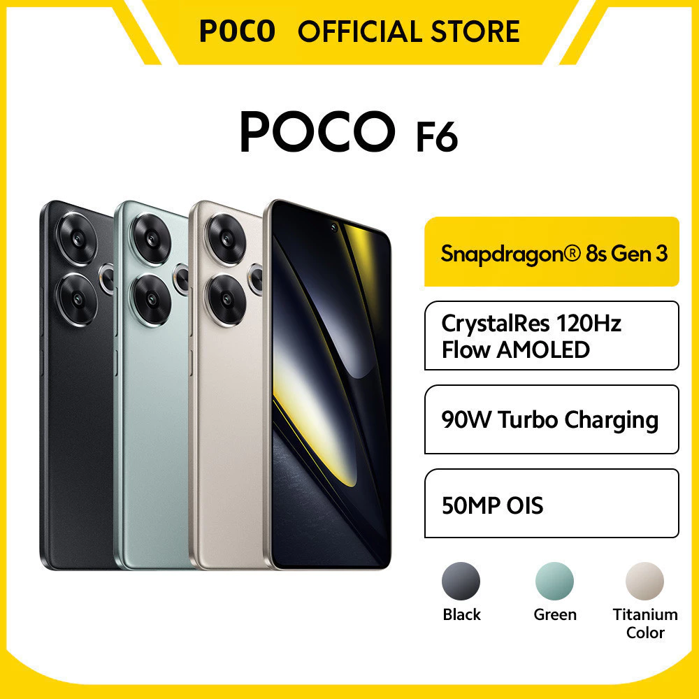 POCO F6 (8/256GB) (12/512GB) | Snapdragon 8s Gen 3 | LiquidCool Technology 4.0 dengan IceLoop | Layar AMOLED CrystalRes 120Hz Flow [ Official Store ]