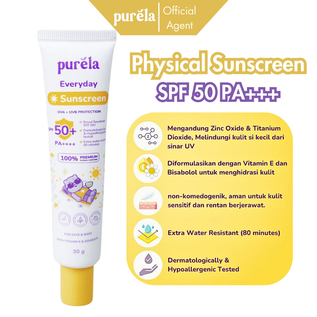 Jual Purela Physical Sunscreen SPF 50 PA++++ 30 gr Skincare Bayi by dr ...