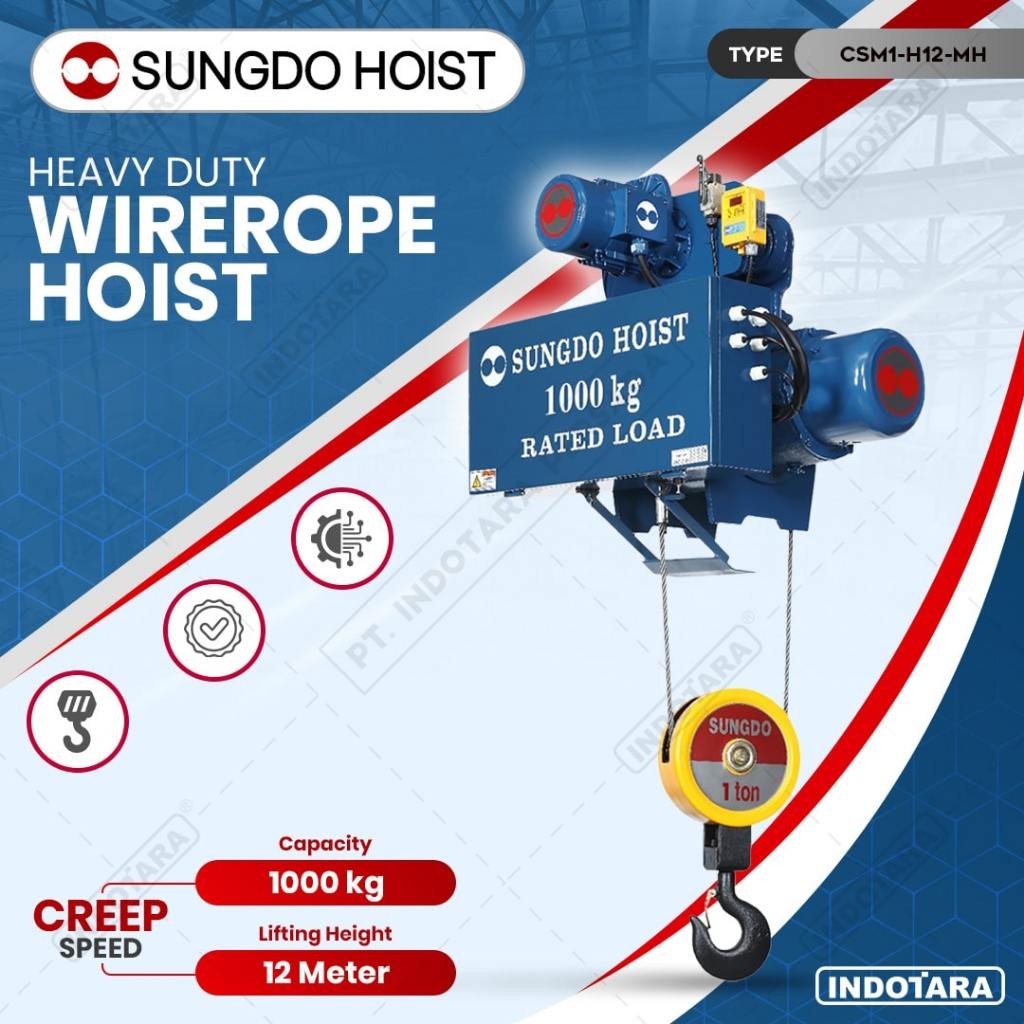 Jual Wire Rope Hoist SUNGDO 1 Ton Monorail Creep Speed | Shopee Indonesia