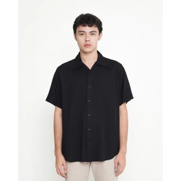 Erigo Short Shirt Jazlyn Black Kemeja Lengan Pendek Rayon Unisex