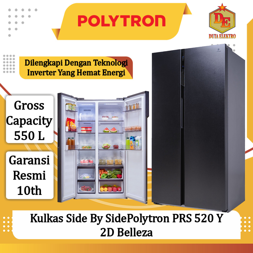 Jual Kulkas Side By Side Polytron PRS 520 Y 2D Belleza | Shopee Indonesia