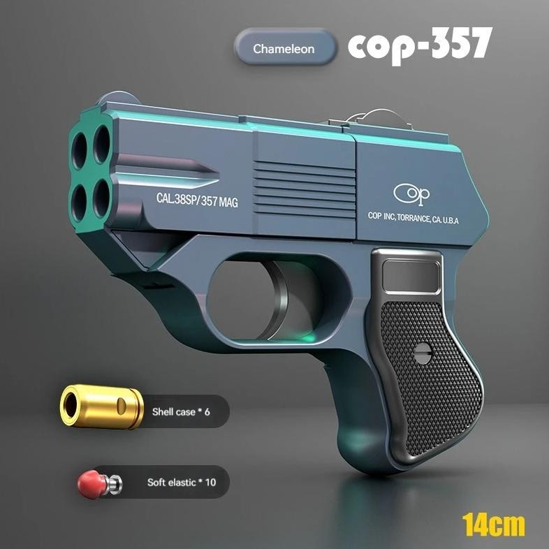 Jual Cop 357 Pistol Soft Bullet Shell Ejection Toy Gun Continuous ...