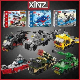 XiNZ Blok 6-in-1 Tank Tempur Militer Model Block Brick Bangunan Partikel Kecil Mainan Anak-anak