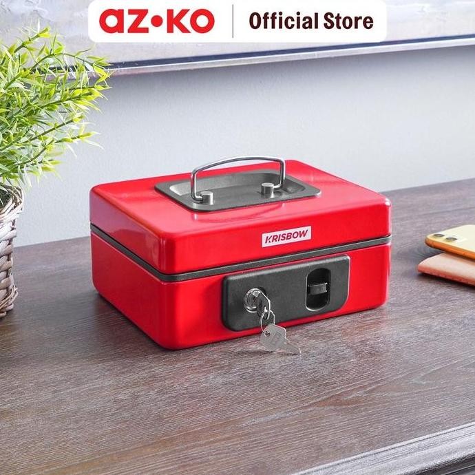 Jual Azko Krisbow 20X15X9 Cm Cash Box Double Lock - Merah | Shopee ...