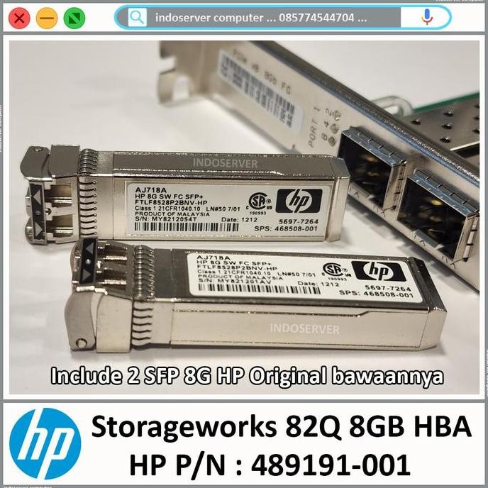 HP AJ764A QLE2562-HP 489191-001 8GB DUAL PORT PCI-e FC HOST BUS HBA 58 001 883585907199 Itinfousa