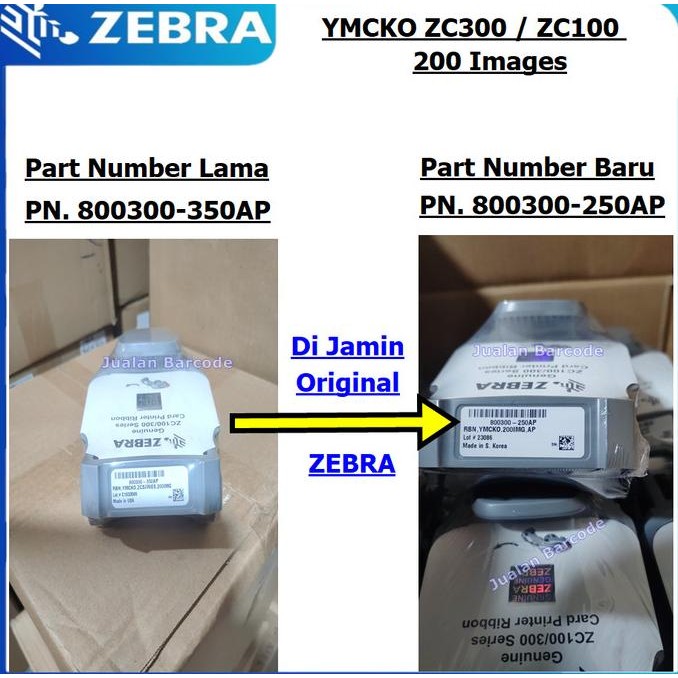 Jual Ribbon Zebra YMCKO ZC300 ZC100 ZC 300 200 image PN 800300-350AP ...