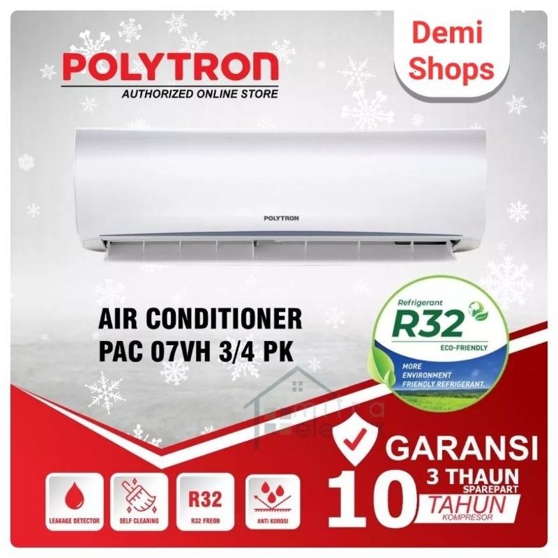 Jual AC Polytron 3/4 PK PAS07VH R32 Deluxe Turbo Cooling AC 0.75PK ...