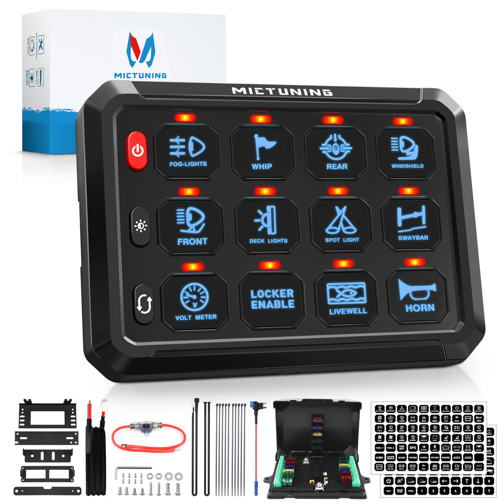 thumbnail image 2 of Ironwalls 6 Gang LED Work Light Control Switch Panel – 12V Relay System – Blue 2 of 6