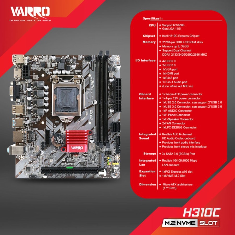 Jual MOBO VARRO H310C / MOTHERBOARD VARRO H310C M.2 NVME DDR4 LGA 1151 ...