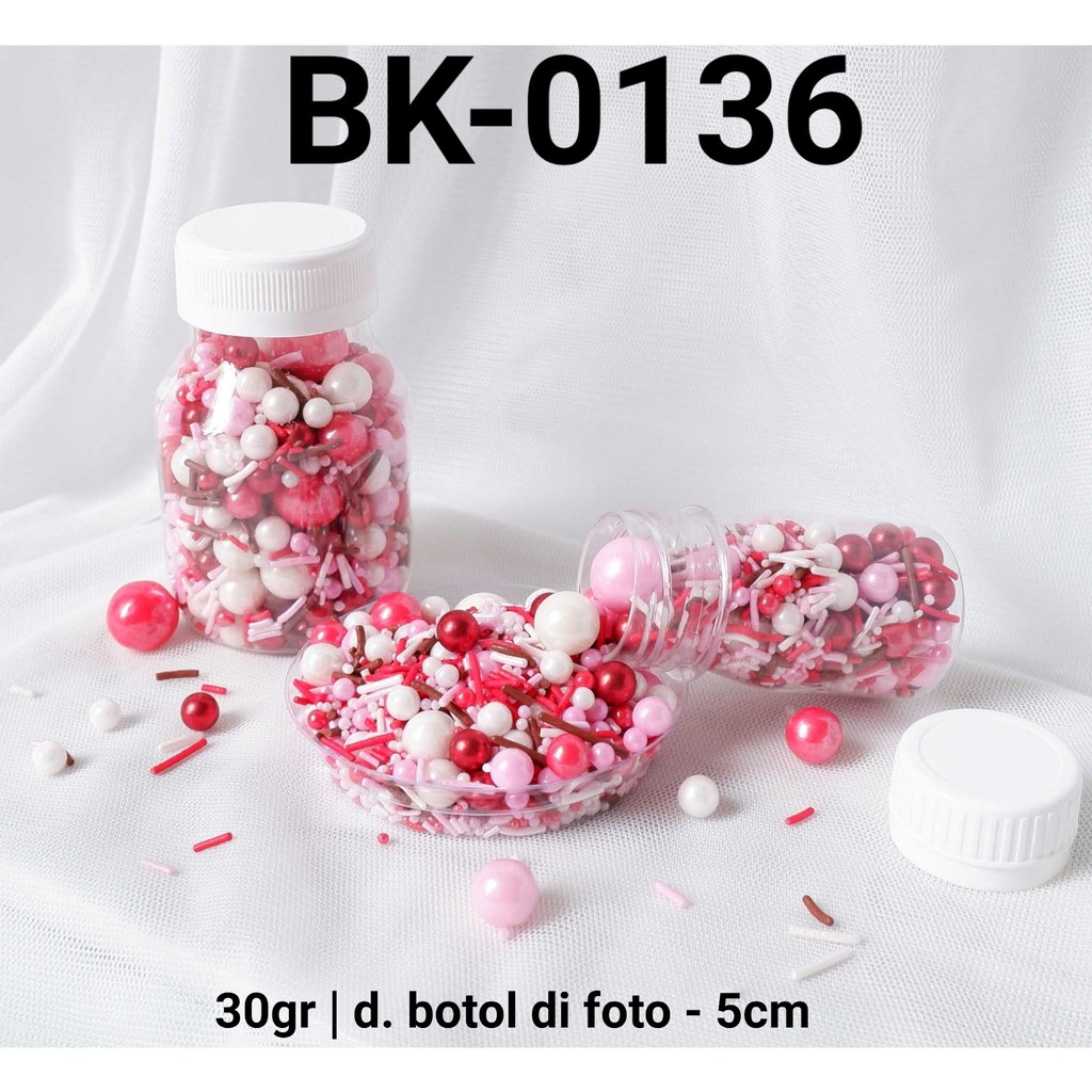 Jual BK-0136 Sprinkles sprinkle sprinkel 30gr 30 gram mutiara mix merah ...