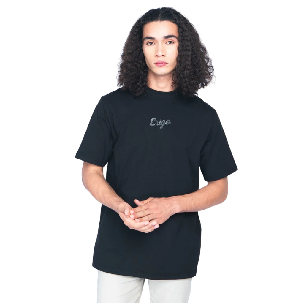 Kaos Pria Hitam Erigo Premium Cotton Combed 24s Basic Unisex