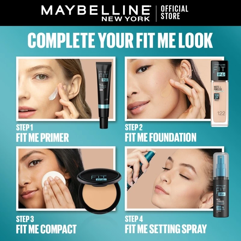 Maybelline Fit Me Matte dan Poreless Foundation 30ml SPF 22 Makeup Ringan High Cover 16 Jam