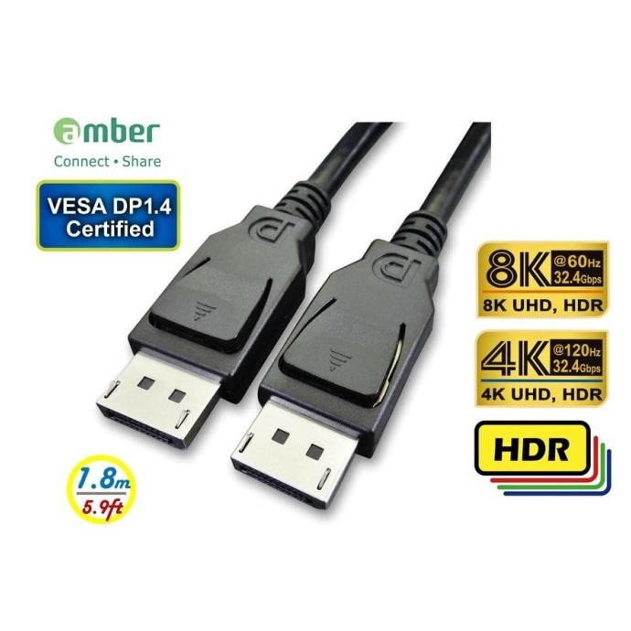 Jual Cable / Kabel Amber Dpc-418 - Display Port 1.4, 8K 60Hz 1.8M Dp To ...