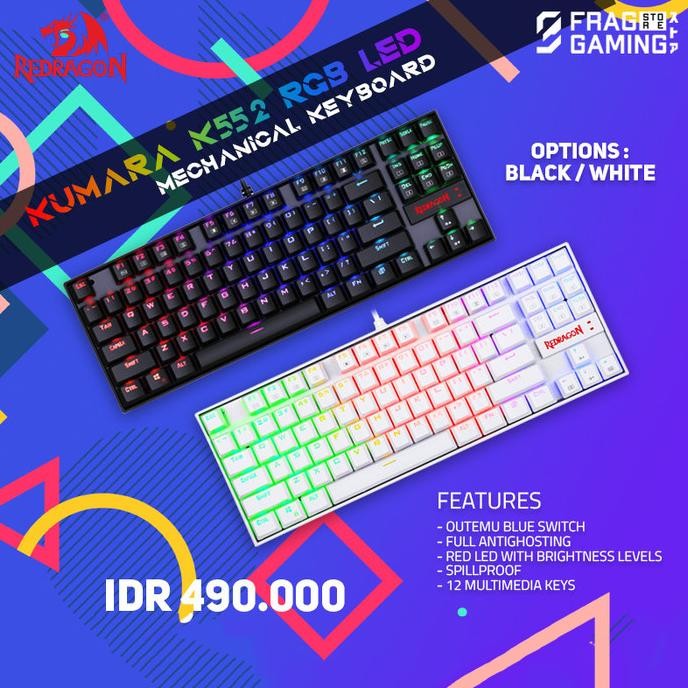 Jual Redragon / Red Dragon / Reddragon Mechanical Kumara - K552 Rgb Led ...