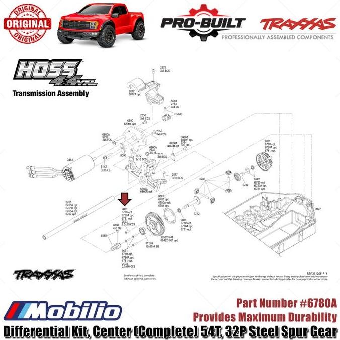 Traxxas 8576X Differenziale Posteriore Pro-Built Con Alloggiamento In Alluminio Per UDR