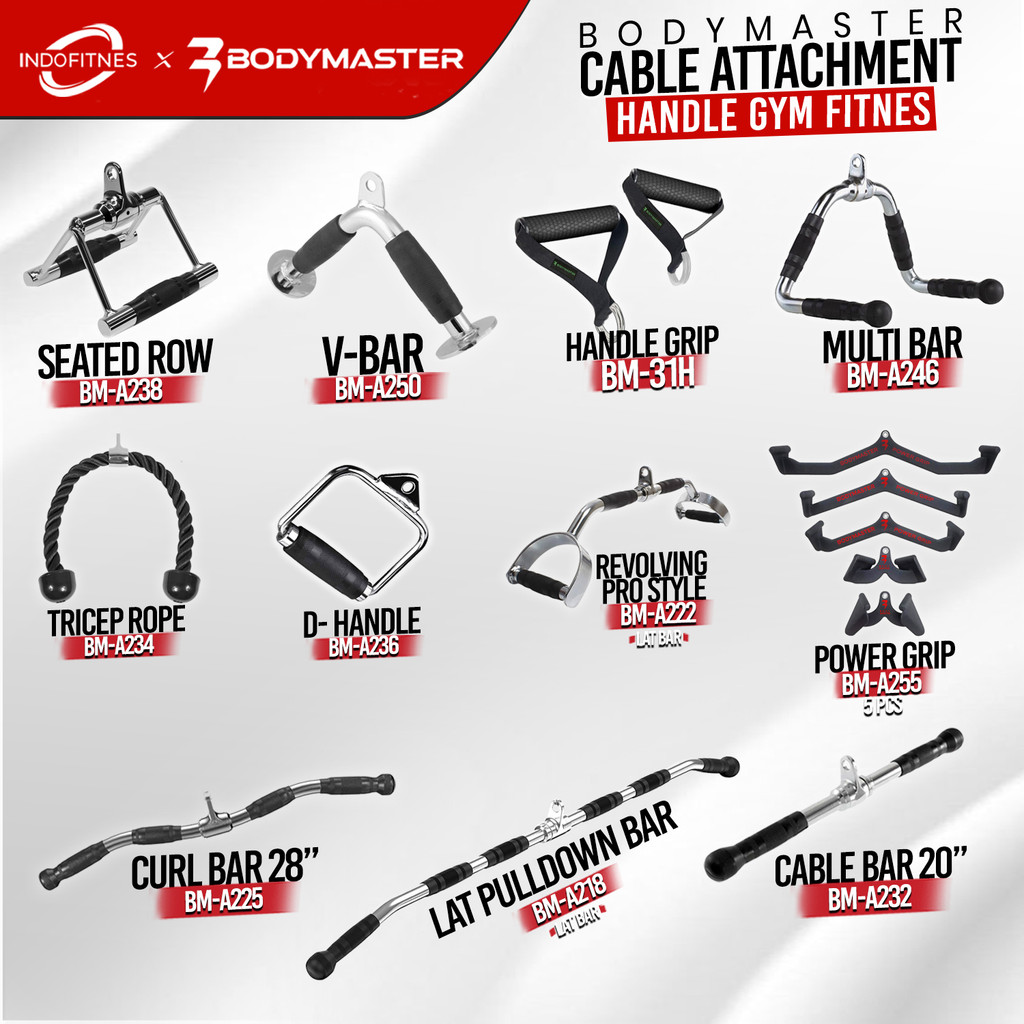 Jual BODYMASTER Cable Attachment Handle Gym Fitnes Tricep rope, Seated ...