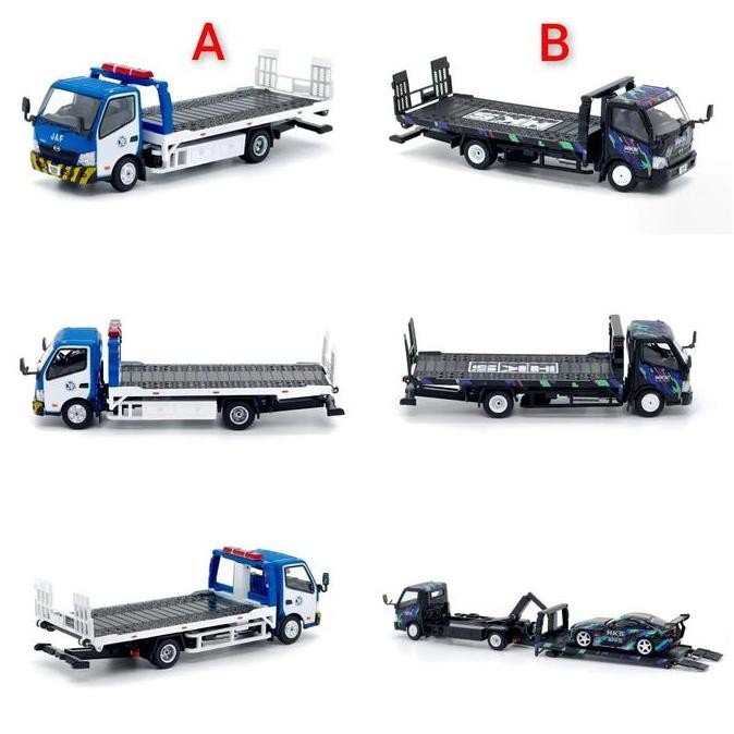 Jual Unique Model 1/64 Hino 300 Dutro Flatbed Tow Truck JAF HKS