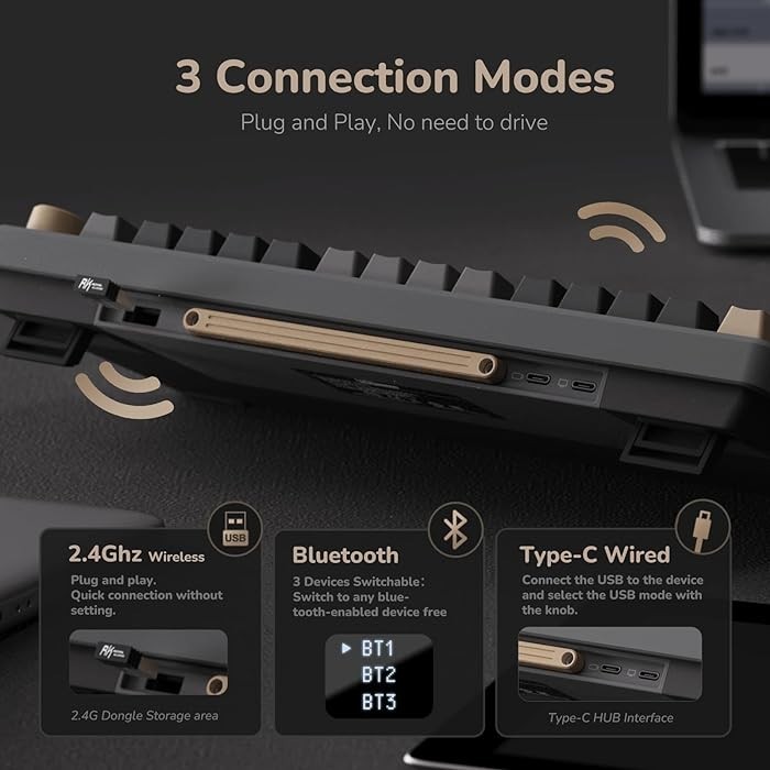 Jual Royal Kludge Rk M75 Wireless Mechanical Keyboard Tri Mode 75% Knob ...