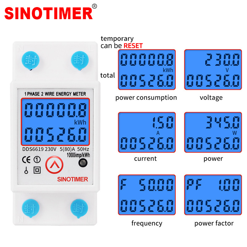 Jual New Din Rail Digital Single Phase Reset Zero Energy Meter kWh ...