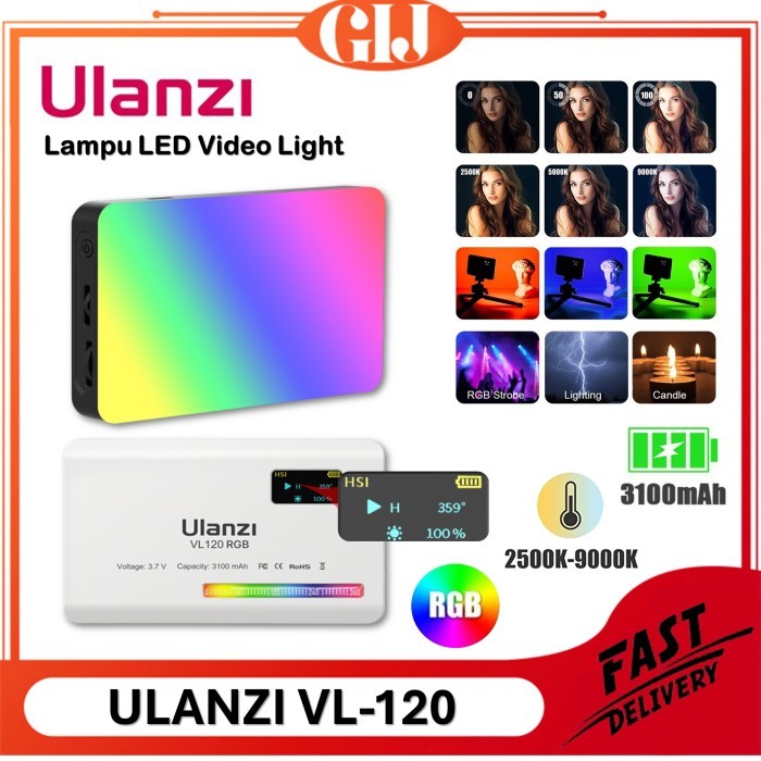 Lampe Studio LED VL120 RGB Rechargeable Ulanzi – Parfaite Pour Photo Et Vidéo