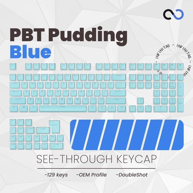 Jual Tersedia Keycaps PBT Pudding Biru / Blue OEM Profile Shine-Through ...