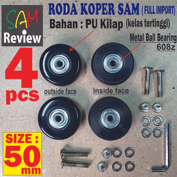 Jual 4Pcs Roda Koper Pengganti 50Mm Mr Speed Polyurethane 100% Import ...