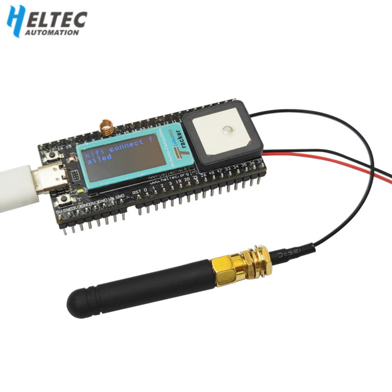 Draadloze tracker met ESP LCD-scherm, Binghe Wireless Tracker ondersteunt WiFi Bluetooth/Lora/Gnss/Tracking en Location GPS Interface Type-C met 2,4 GHz Metal Spring Antenna, compatibel met Arduino