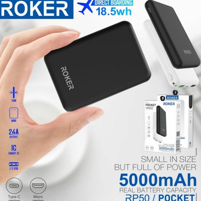 Jual POWERBANK ROKER POCKET SLIM RP50 5000Mah IRF | Shopee Indonesia
