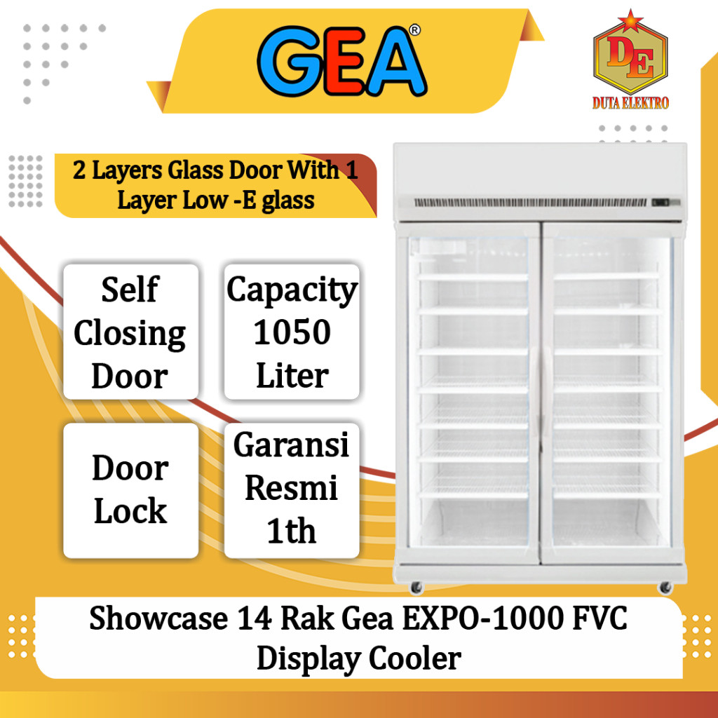 Jual Showcase 2 Pintu Gea EXPO 1000 FVC 14 Rak Display Cooler | Shopee ...
