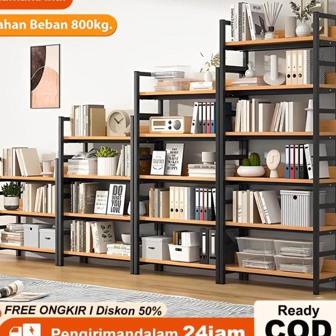 Jual Rak buku 3/4/5 tingkat Rak Susun Rak besi Rak gudang Rak Serbaguna ...