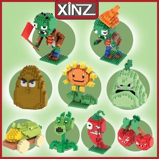 XiNZ Mainan Balok Nano Block Plants vs. Zombies Seri Balok Bangunan Penembak Kacang Polong Model