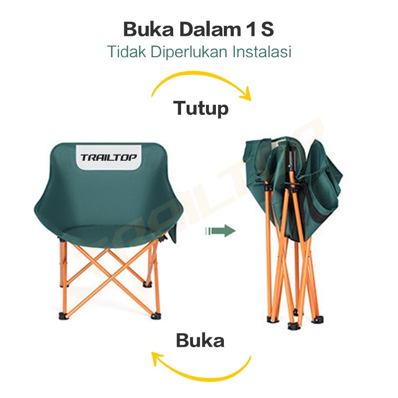 TrailTop Kursi Lipat Outdoor Portable Kuat Dan Tahan Lama Kursi Lipat Camping Santai Beban 150KG