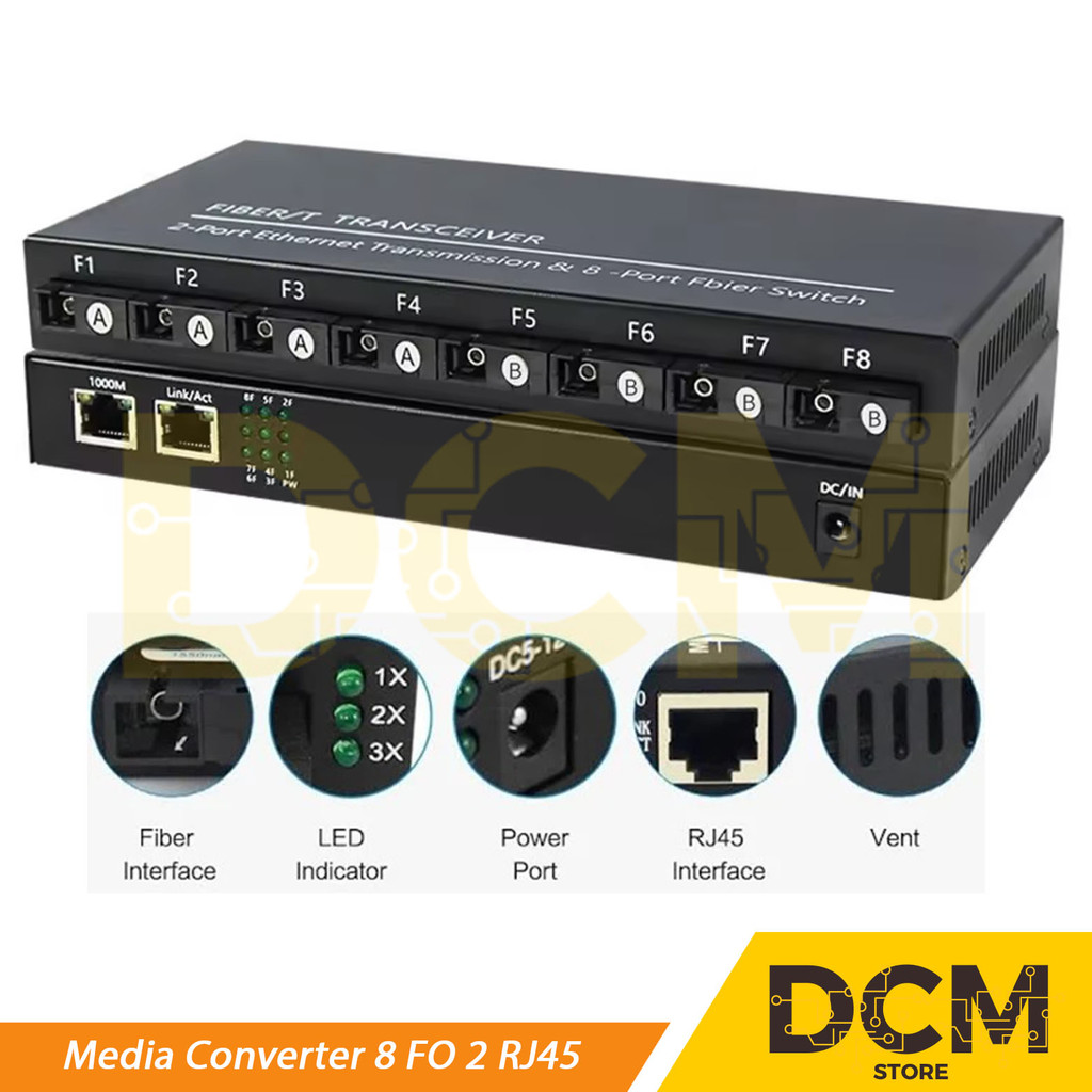 Jual Media Converter 8 Port FO 2 Port LAN Switch Fiber Optic 8 FO SC 2 ...