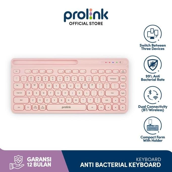 Jual Prolink Keyboard Wireless Bluetooth Multi-device Slim | Anti ...