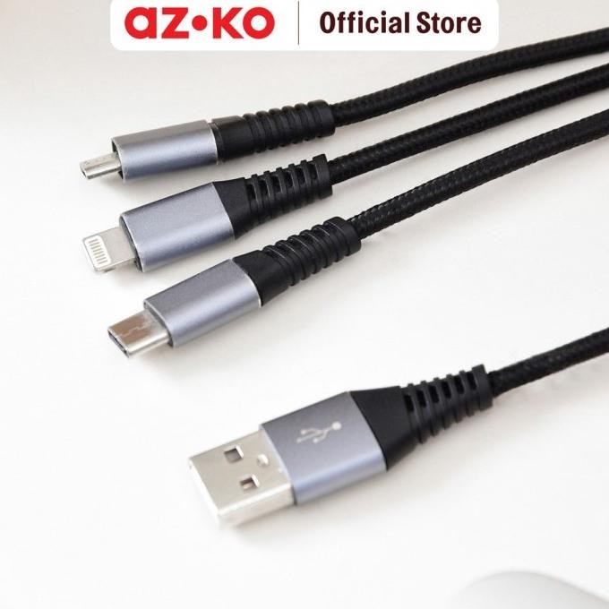 Jual AZKO Ataru Kabel Charger Usb 3in1 - Abu-Abu | Shopee Indonesia