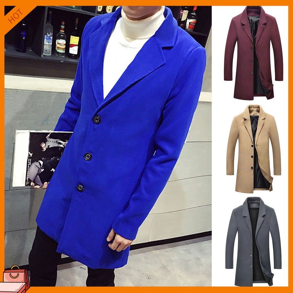 Jual [WSG] Trench Coat Pria Musim Gugur Musim Dingin Tebal Lengan ...