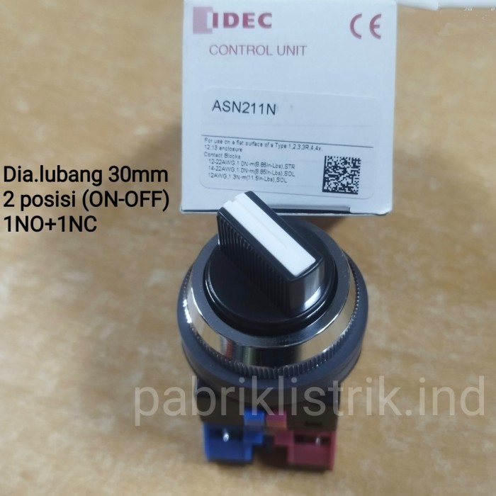 Jual Selector Switch 30Mm 2P 2 Posisi Asn211N Asn211 Asn 211N Idec ...