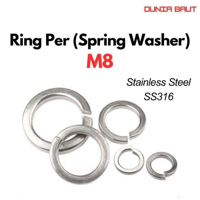 Jual SS316 Ring Per M8 / Spring Washer M8 / WL M8 / Ring Per Stainless ...