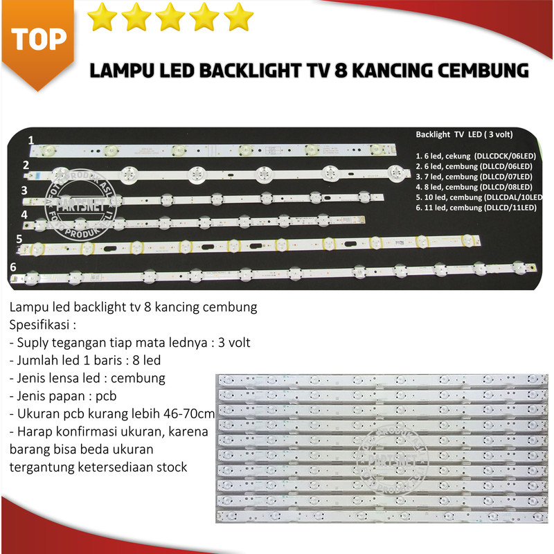 Jual Lampu led backlight tv 8 kancing cembung | Shopee Indonesia