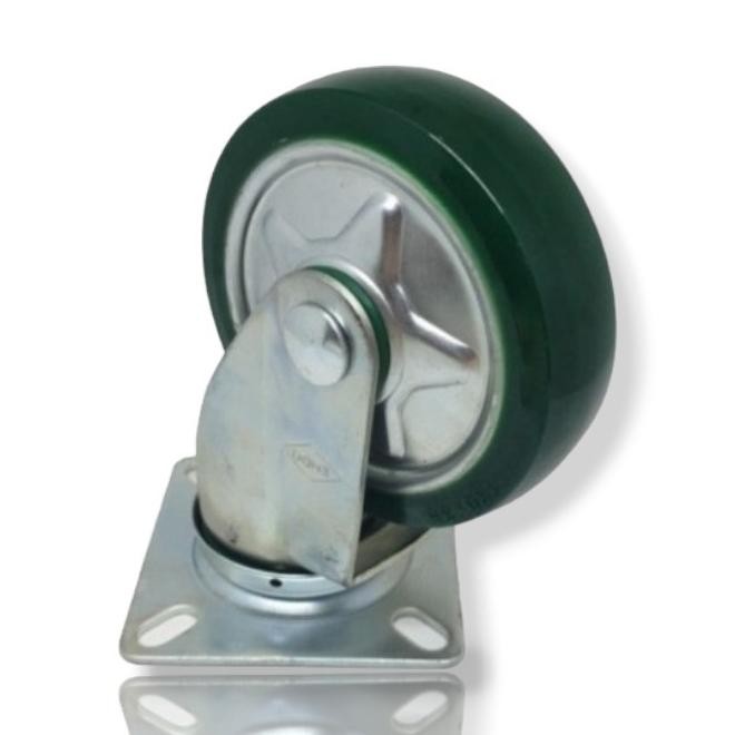 Jual Roda PU Caster Troli Trolly Roda Pu Hijau 5 inch Hidup Putar ...