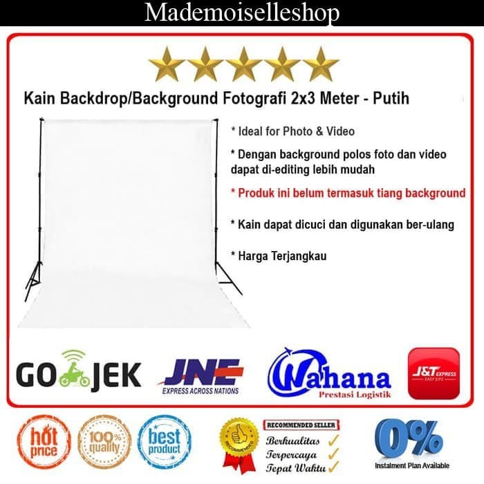 Jual Kain Background/Backdrop Studio Fotografi 2x3 Meter Putih | Shopee ...