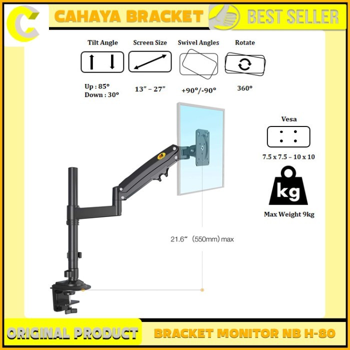 Jual BRACKET MONITOR NB H80 13''-27''GAS SPRING BRAKET MONITOR PC ...