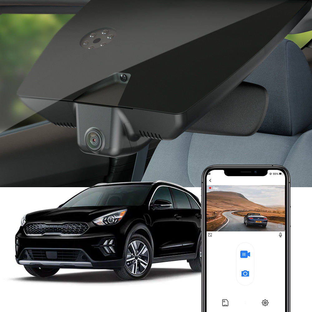 Dashcam 4K Fitcamx Pour Kia Niro/Niro EV 2017-2022 - Installation Plug & Play - WiFi Et Carte 64 Go Inclus