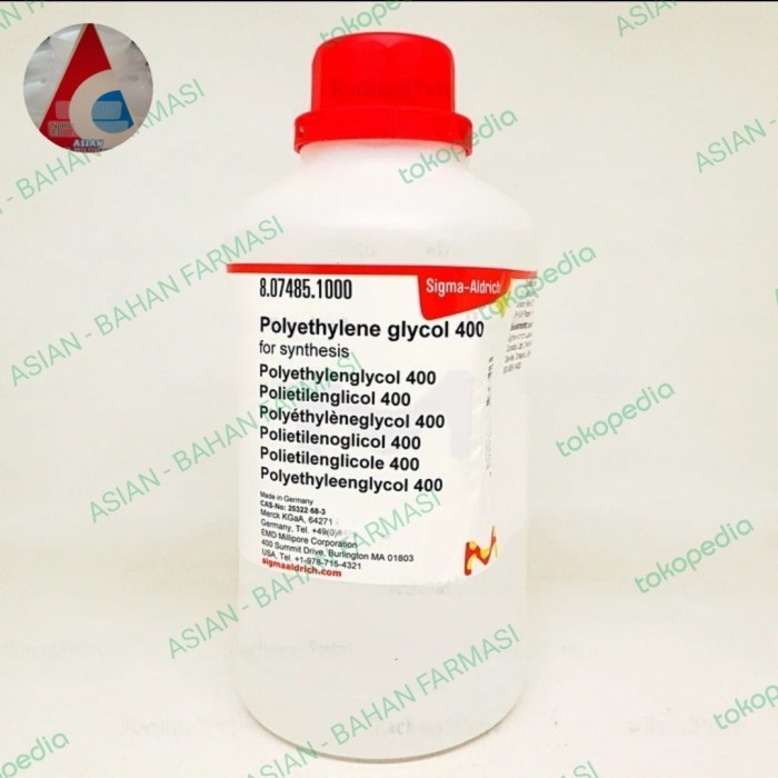 Polyéthylène glycol PEG 400 Liquide visqueux 450 ml
