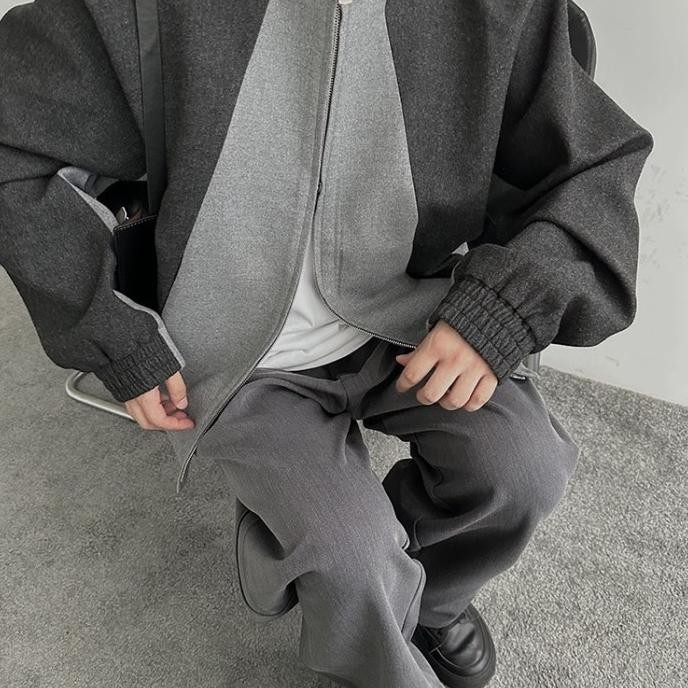 Jual Gray High End Patchwork Jacket (No Brand) | Shopee Indonesia