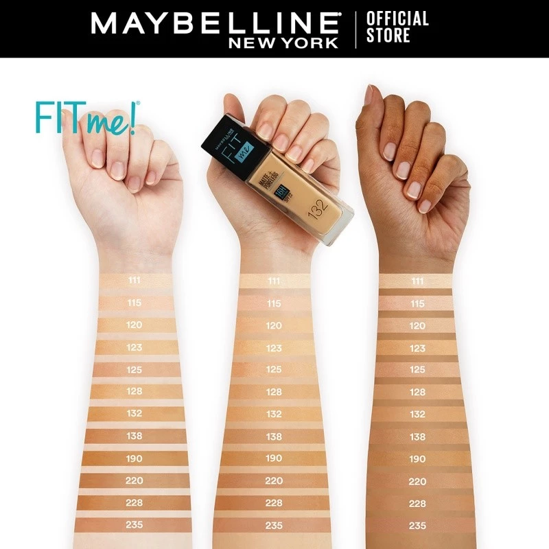 Maybelline Fit Me Matte dan Poreless Foundation 30ml SPF 22 Makeup Ringan High Cover 16 Jam
